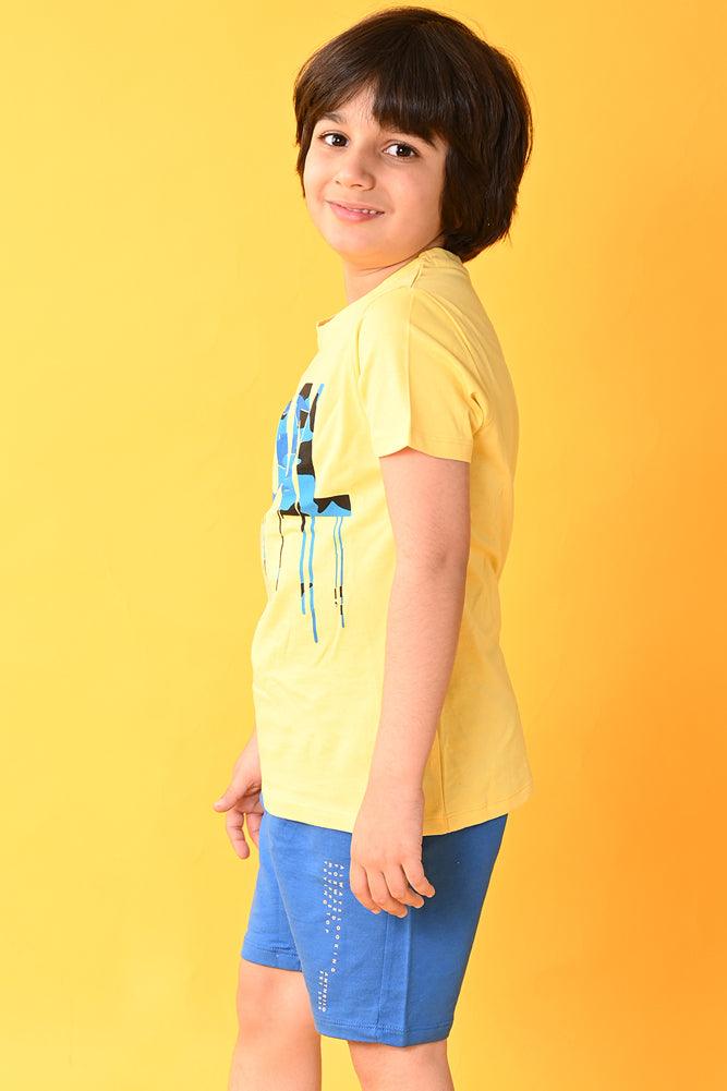 Anthrilo Kids Wear Cotton DINOSAUR print t-shirt for boys | SHORT SLEEVES SUMMER T-SHIRT FOR BOYS - ANTHRILO 4-5 YEARS / 1N / YELLOW