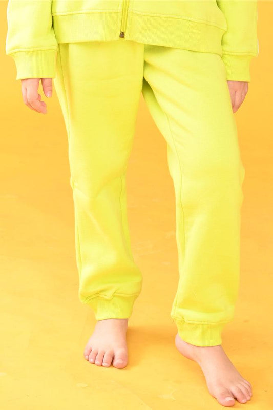 LIME FLEECE GIRLS JOGGER - LIME GREEN - Anthrilo Design House