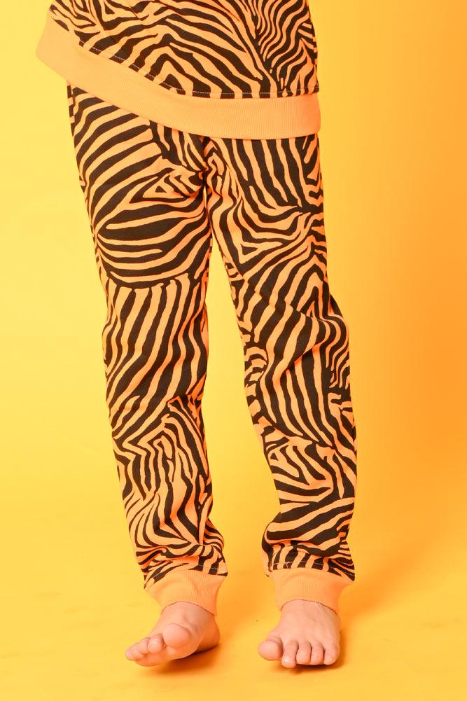 ZEBRA STRIPE FLEECE BOYS JOGGER - ORANGE - Anthrilo Design House