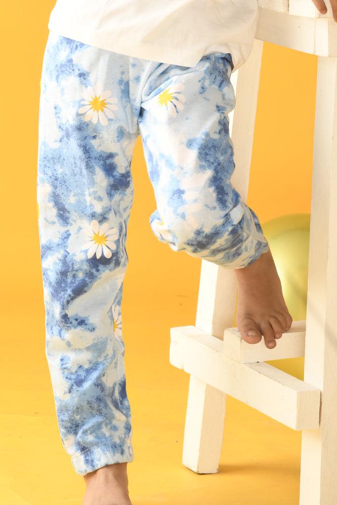 SUMMER TIE DYE FLORAL JOGGER - BLUE WHITE - Anthrilo Design House