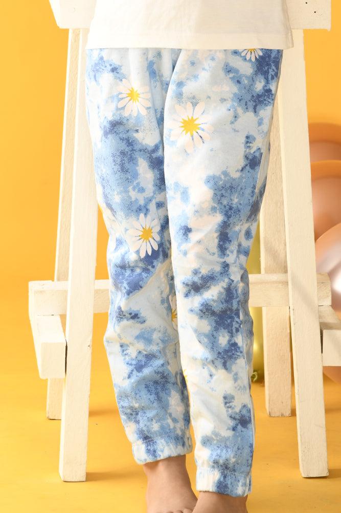 SUMMER TIE DYE FLORAL JOGGER - BLUE WHITE - Anthrilo Design House