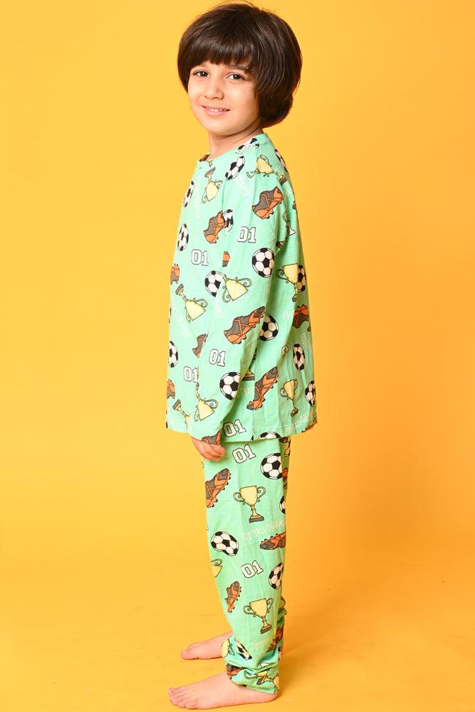 FOOTBALL LONG SLEEVES PYJAMA SET - GREEN - Anthrilo Design House