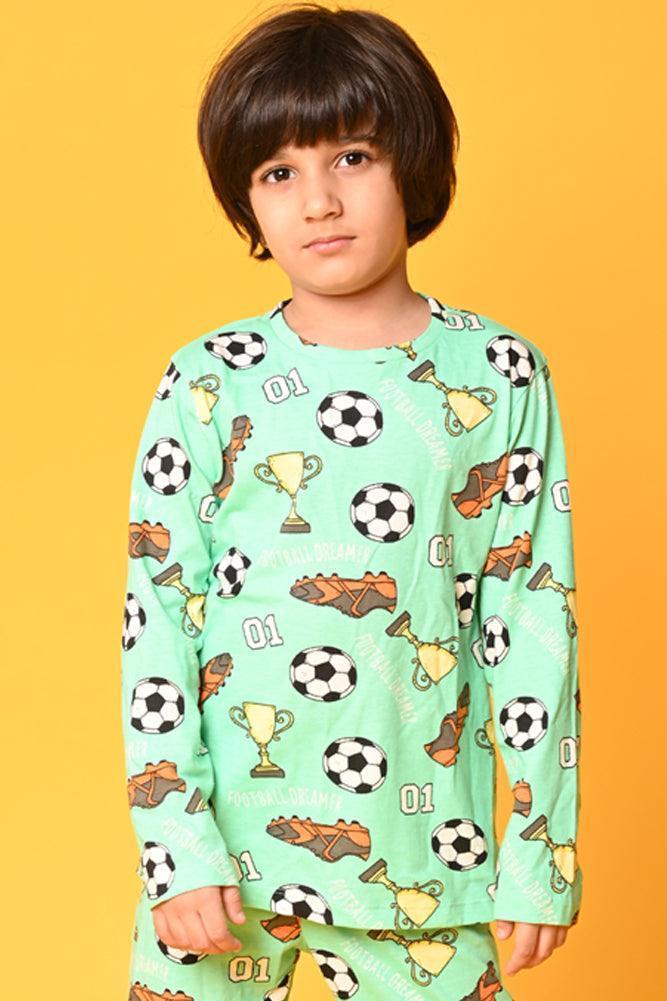 FOOTBALL LONG SLEEVES PYJAMA SET - GREEN - Anthrilo Design House