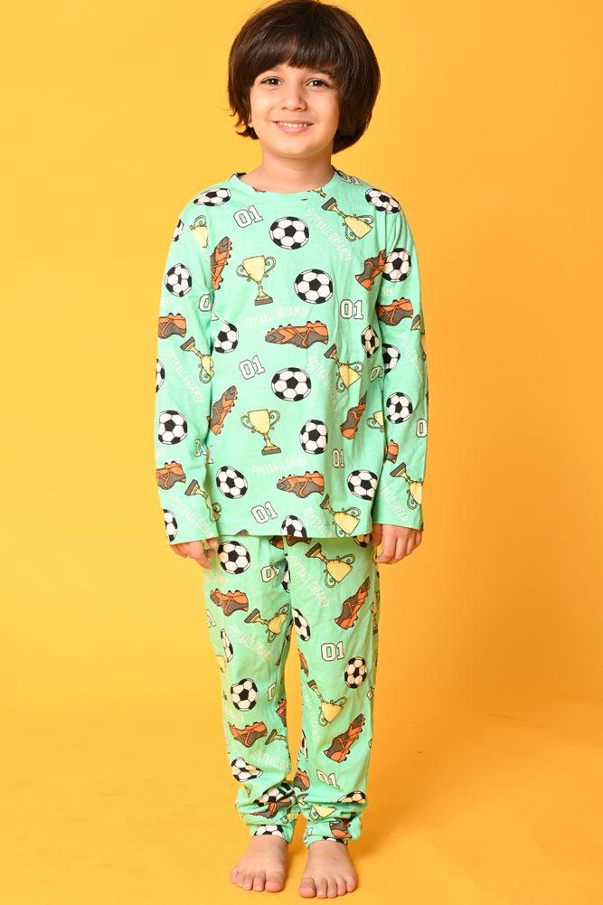 FOOTBALL LONG SLEEVES PYJAMA SET - GREEN - Anthrilo Design House