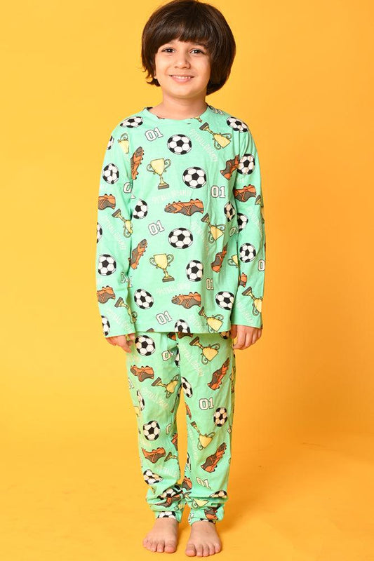 FOOTBALL LONG SLEEVES PYJAMA SET - GREEN - Anthrilo Design House