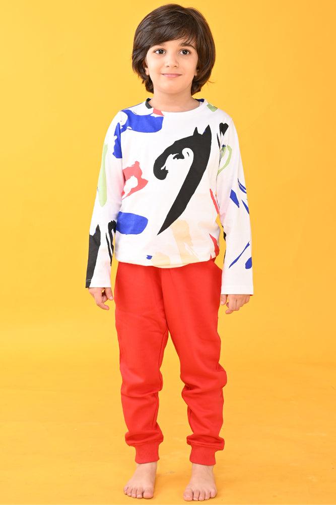 SPLASH TSHIRT RED FLEECE JOGGER SET - Anthrilo Design House