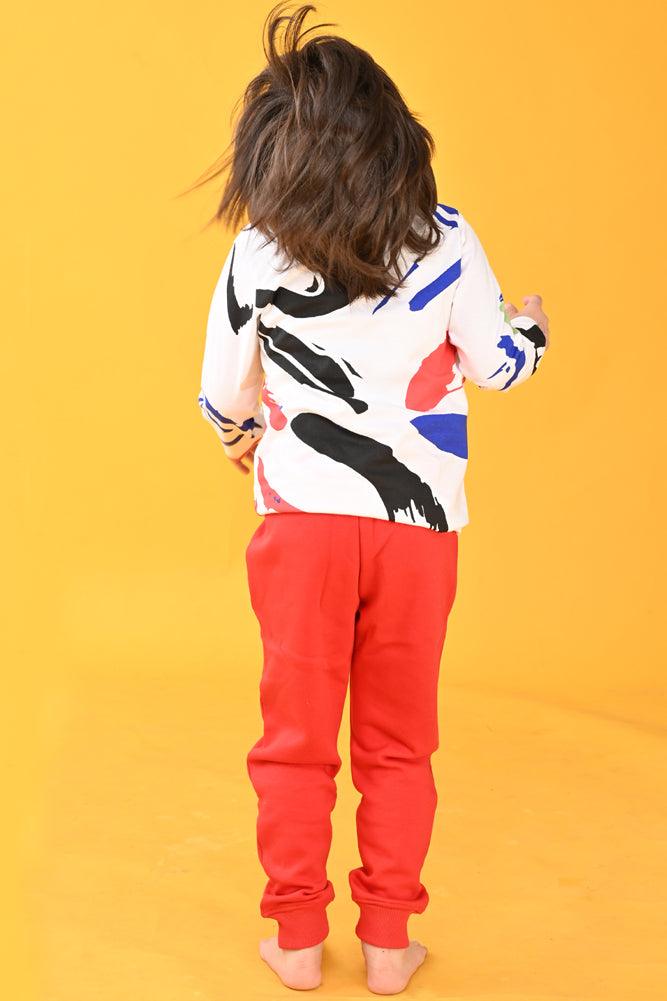 SPLASH TSHIRT RED FLEECE JOGGER SET - Anthrilo Design House