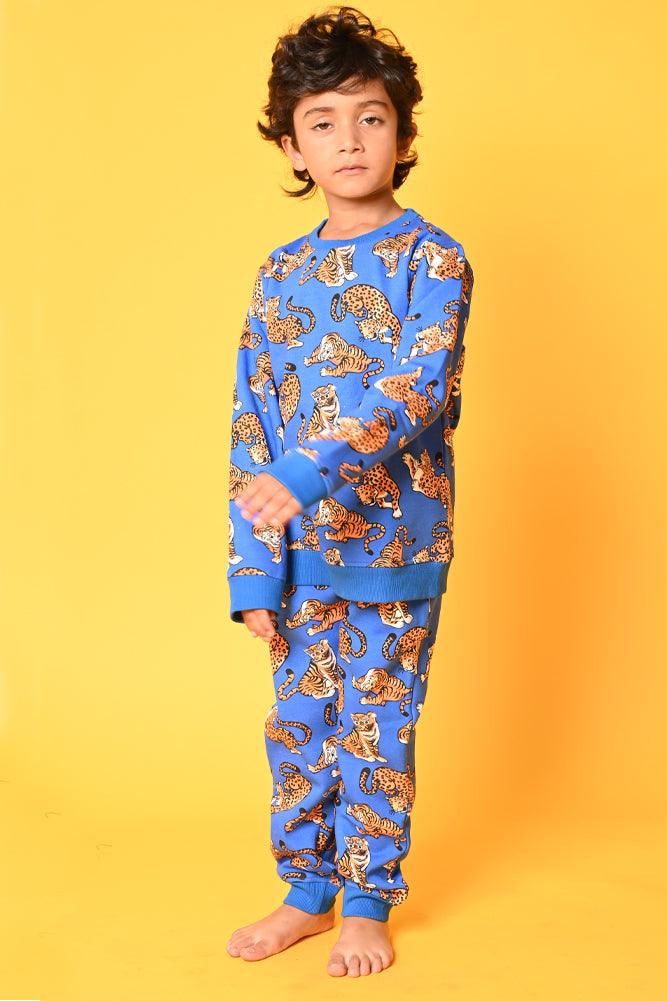 TIGER FLEECE BOYS JOGGER - BLUE - Anthrilo Design House