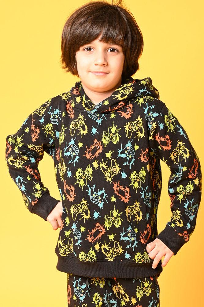 GAMER FLEECE HOODIE SWEATSHIRT - BLACK - Anthrilo Design House