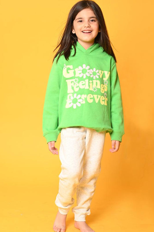 GROOVY FEELINGS GREY HOODIE JOGGER SET - GREEN/GREY - Anthrilo Design House