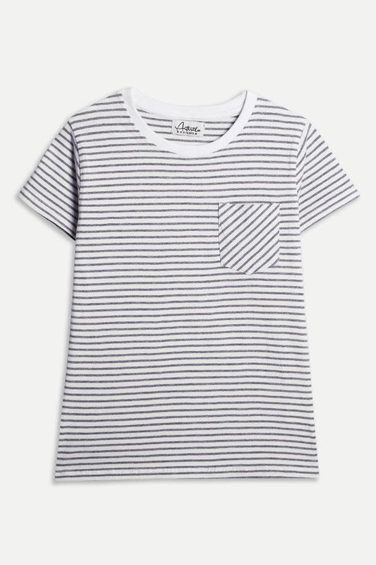 GREY STRIPE BOYS T-SHIRT - WHITE - Anthrilo India