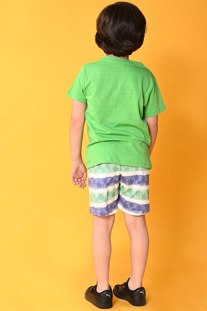 MAKE SOME NOISE PALM SHORTS SET - GREEN / WHITE - Anthrilo India