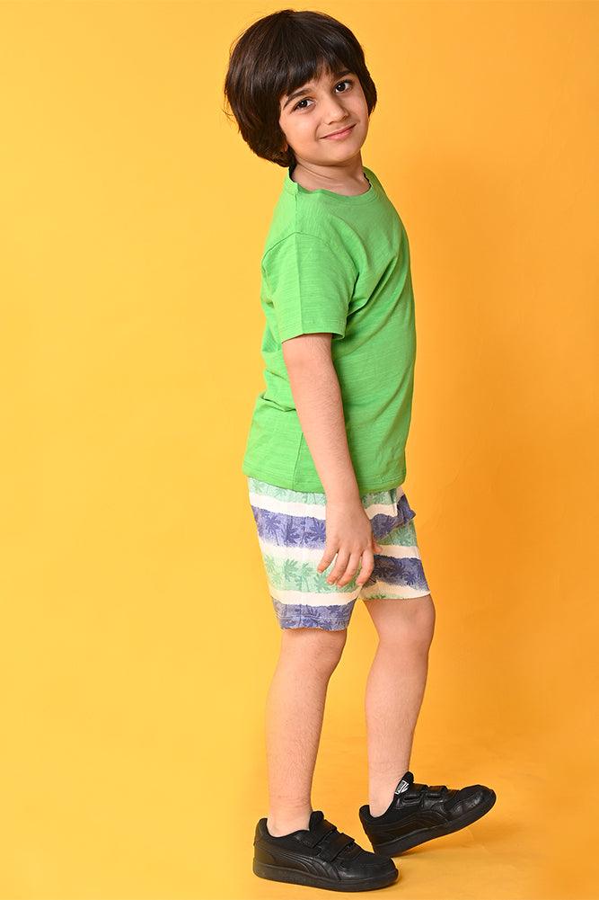 MAKE SOME NOISE PALM SHORTS SET - GREEN / WHITE - Anthrilo India