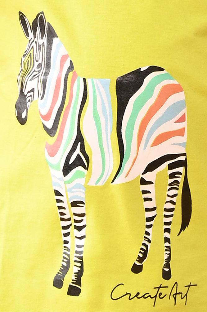 ZEBRA LIME SHORT SLEEVES T-SHIRT - LIME - Anthrilo India