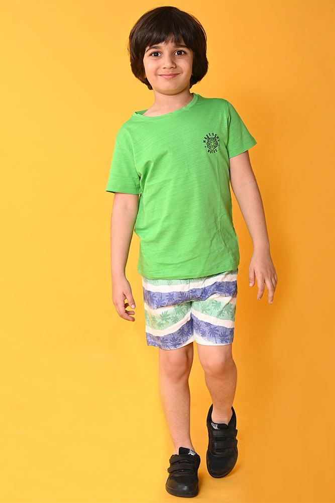 MAKE SOME NOISE PALM SHORTS SET - GREEN / WHITE - Anthrilo India