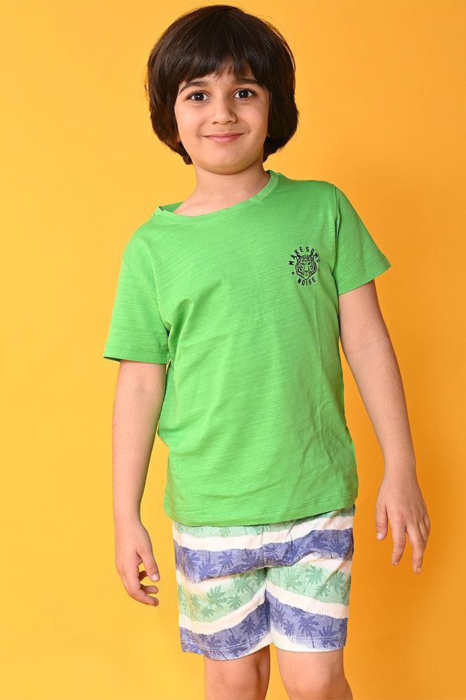 MAKE SOME NOISE PALM SHORTS SET - GREEN / WHITE - Anthrilo India