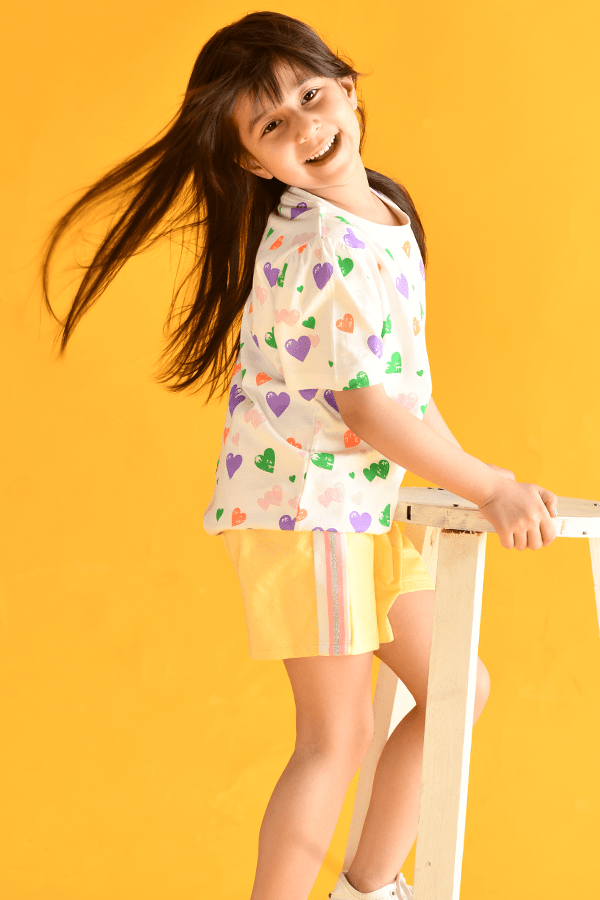 HEART YELLOW SHORTS SET