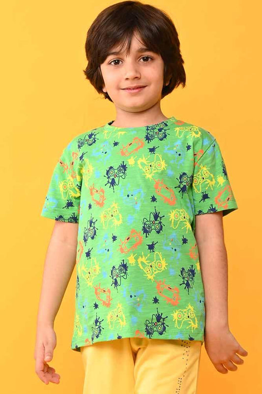 GAMER GREEN SHORT SLEEVES T-SHIRT - GREEN - Anthrilo India