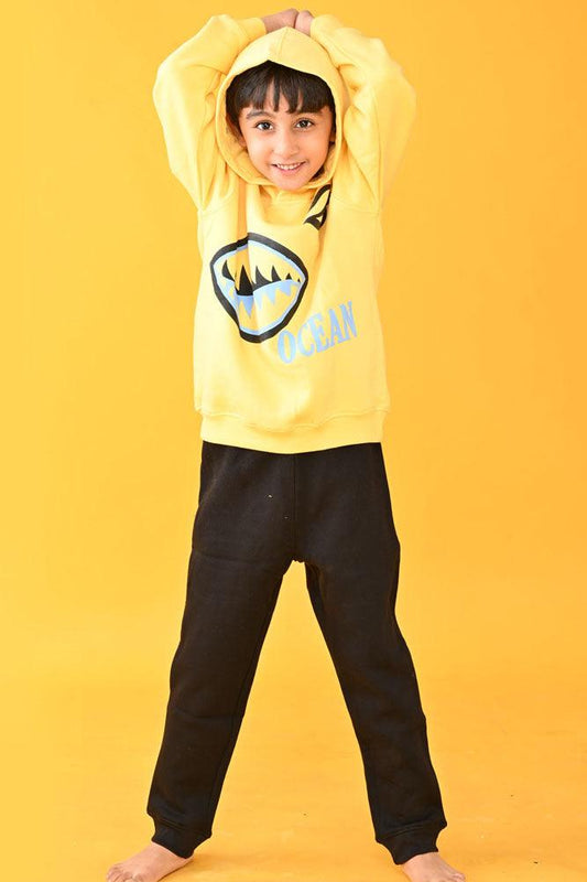 SHARK HOODIE BLACK JOGGER SET - YELLOW/BLACK - Anthrilo Design House