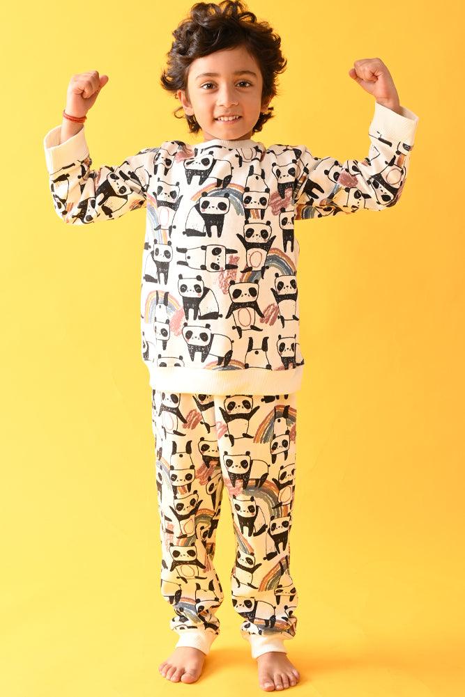 PANDA FLEECE BOYS JOGGER - WHITE - Anthrilo Design House
