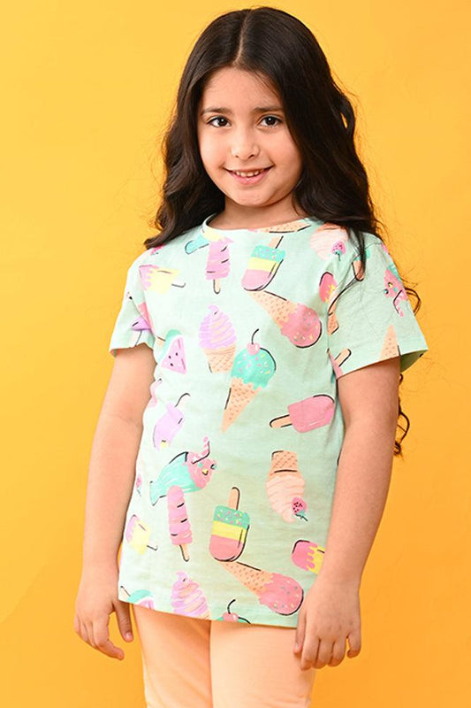 ICECREAM SHORT SLEEVES T-SHIRT - AQUA - Anthrilo India