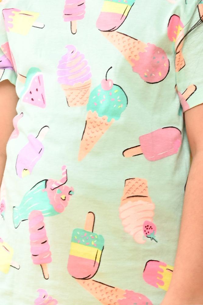 ICECREAM SHORT SLEEVES T-SHIRT - AQUA - Anthrilo India