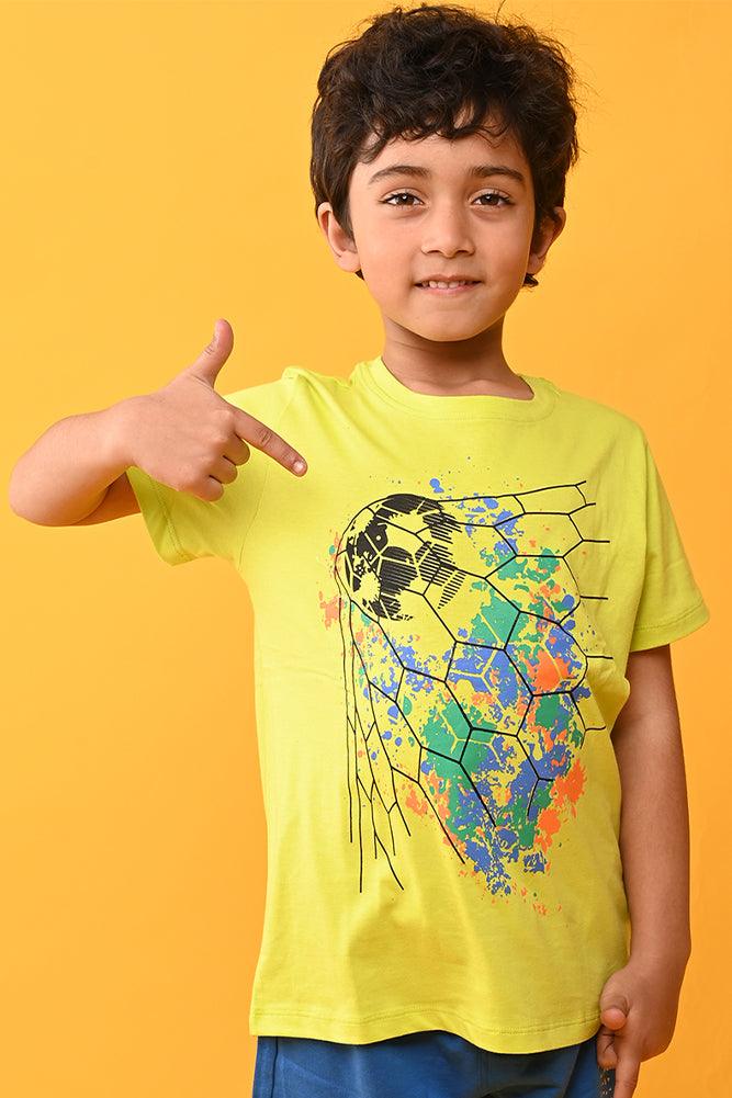 FOOTBALL SHORT SLEEVE T-SHIRT - LIME GREEN - Anthrilo India
