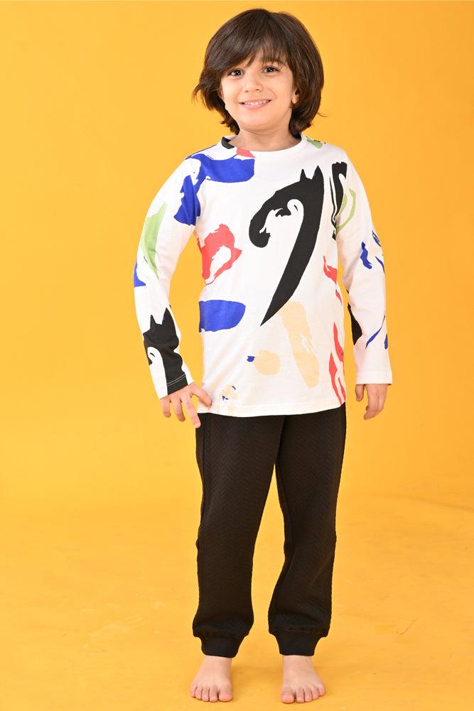 SPLASH TSHIRT BLACK FLEECE JOGGER SET - Anthrilo Design House