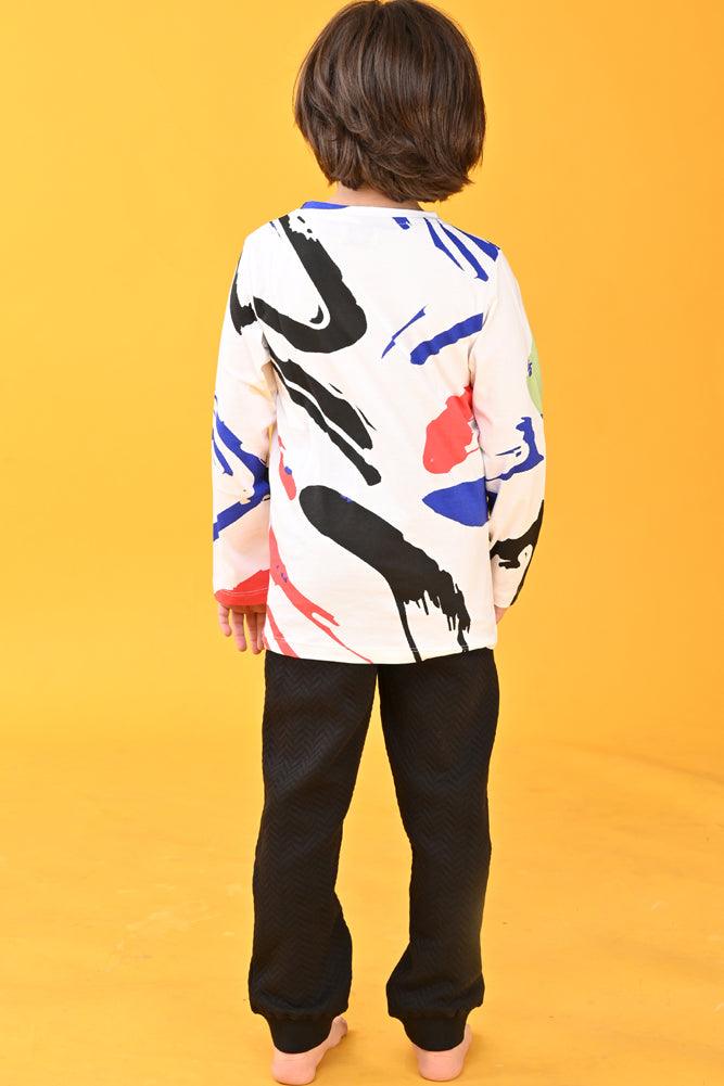 SPLASH TSHIRT BLACK FLEECE JOGGER SET - Anthrilo Design House