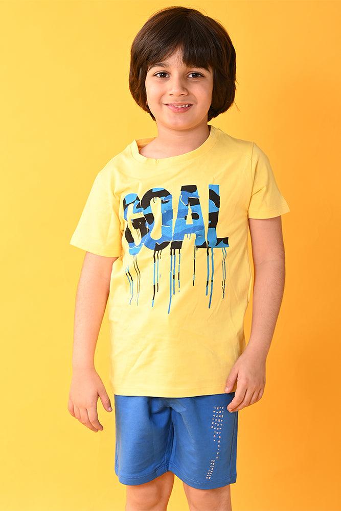 GOAL SUMMER ROYAL SHORTS SET - YELLOW/BLUE - Anthrilo India