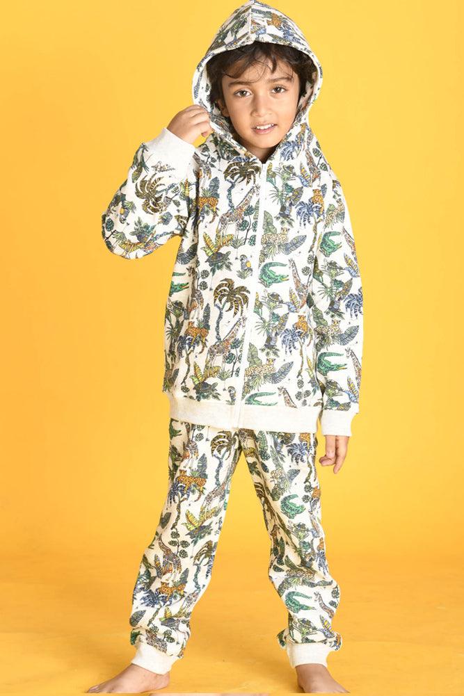 JUNGLE FLEECE HOODIE JOGGER SET - GREY - Anthrilo Design House