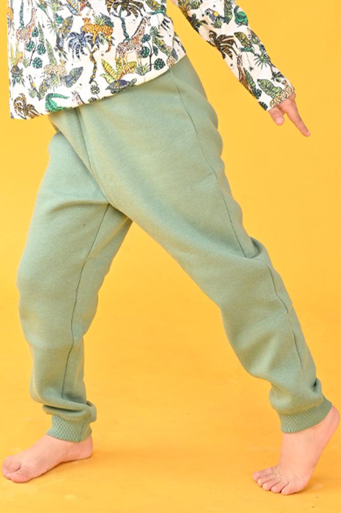 OLIVE QUILTED WARM BOYS JOGGER - GREEN - Anthrilo Design House