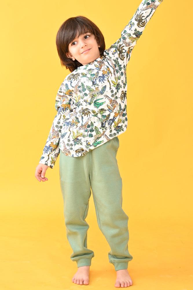 OLIVE QUILTED WARM BOYS JOGGER - GREEN - Anthrilo Design House