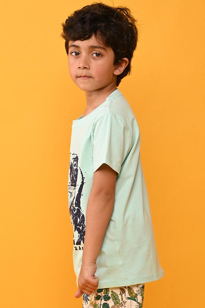 T-REX AQUA SHORT SLEEVES T-SHIRT - AQUA - Anthrilo India