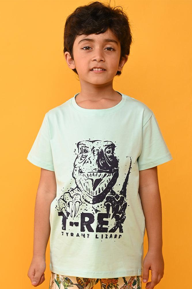 T-REX AQUA SHORT SLEEVES T-SHIRT - AQUA - Anthrilo India