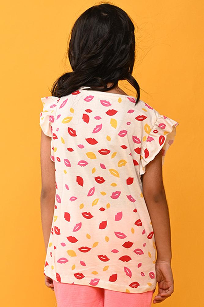 LIPS SHORT SLEEVES T-SHIRT - WHITE - Anthrilo India