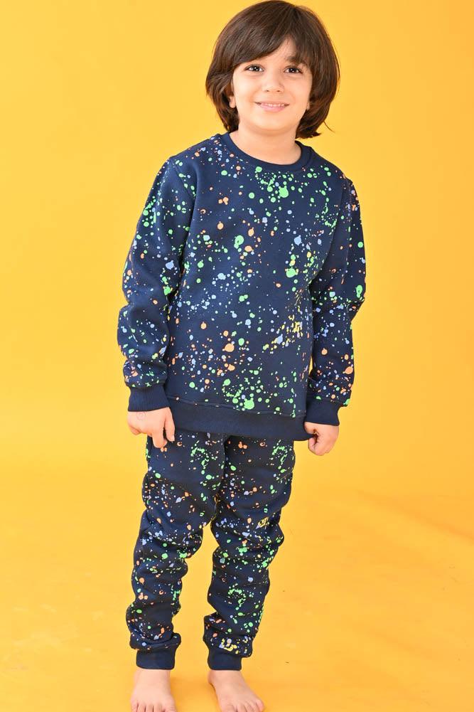PAINT SPLAT FLEECE SWEATSHIRT - NAVY - Anthrilo Design House