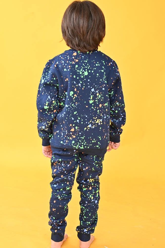 PAINT SPLAT FLEECE SWEATSHIRT - NAVY - Anthrilo Design House