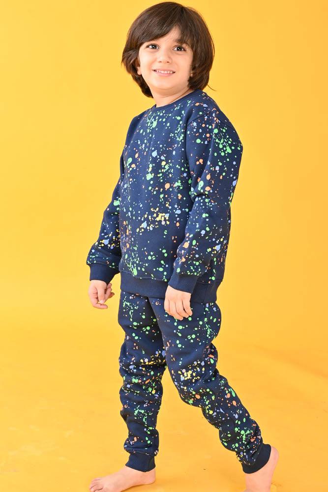 PAINT SPLAT FLEECE SWEATSHIRT - NAVY - Anthrilo Design House