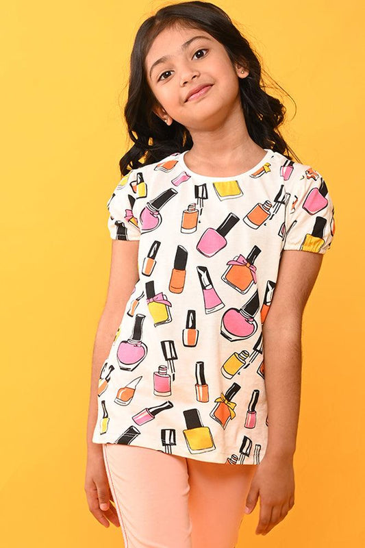 SUMMER NAIL PAINT GIRLS T-SHIRT - WHITE - Anthrilo India