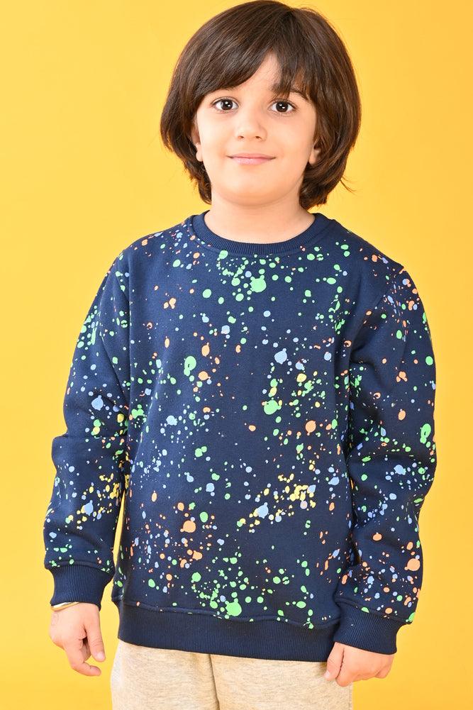PAINT SPLAT FLEECE SWEATSHIRT - NAVY - Anthrilo Design House