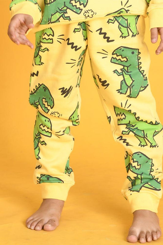 DINOSAUR FLEECE JOGGER - YELLOW - Anthrilo Design House