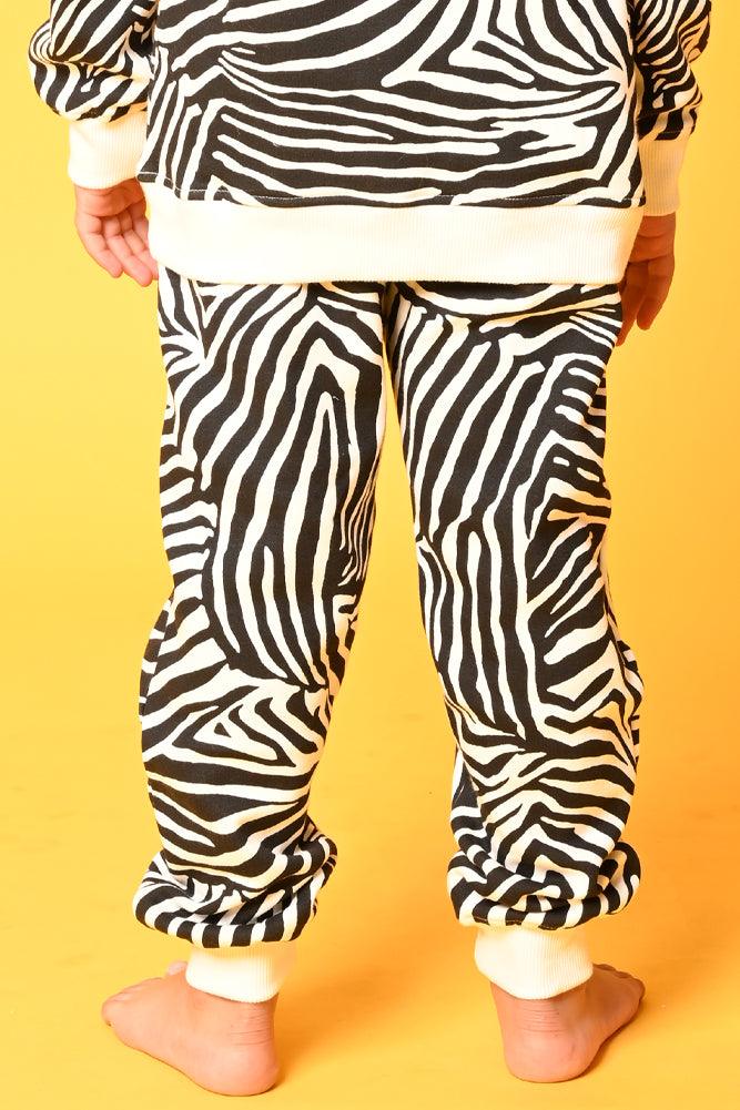 ZEBRA STRIPE FLEECE BOYS JOGGER - WHITE - Anthrilo Design House