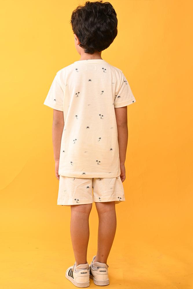 T-REX SLEEPWEAR SHORTS SET - OFFWHITE - Anthrilo India