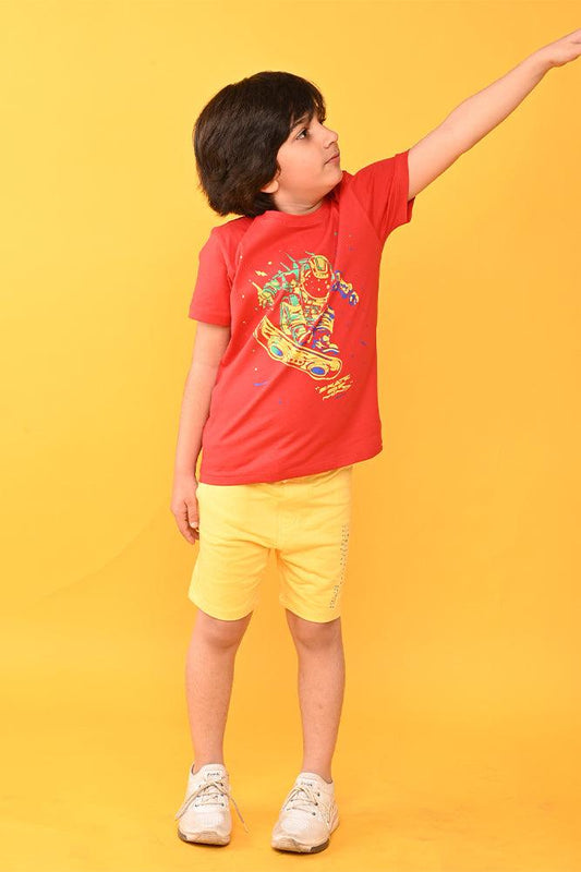 SKATE OF MIND YELLOW SHORTS SET - RED/ YELLOW - Anthrilo India