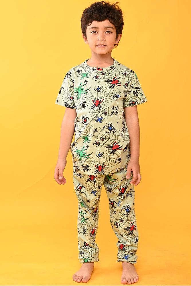 SPIDER SHORT SLEEVES PYJAMA SET - GREEN - Anthrilo India