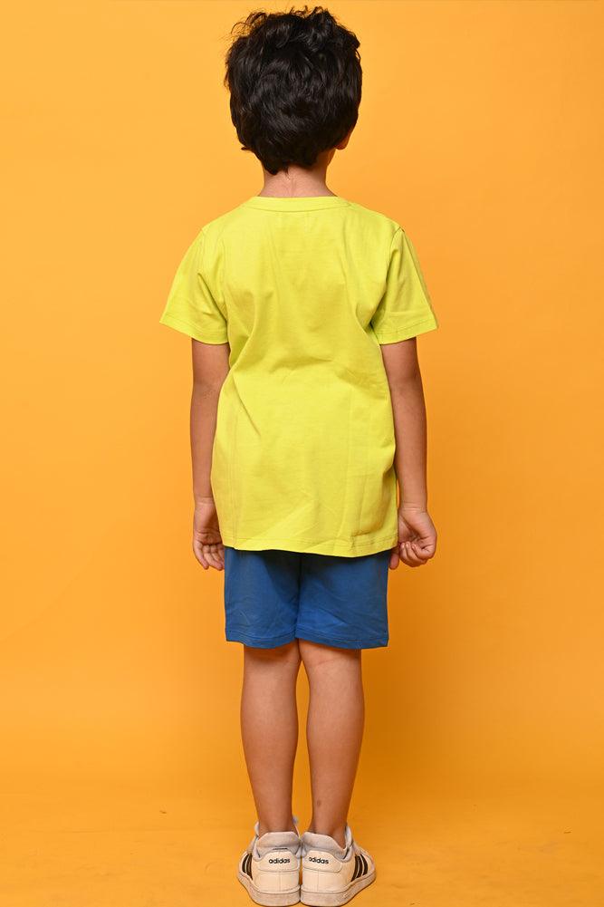 FOOTBALL BLUE SUMMER SHORTS SET -LIME/BLUE - Anthrilo India
