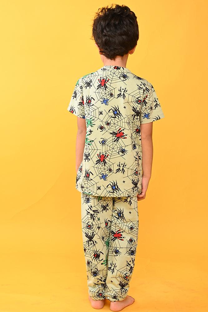 SPIDER SHORT SLEEVES PYJAMA SET - GREEN - Anthrilo India
