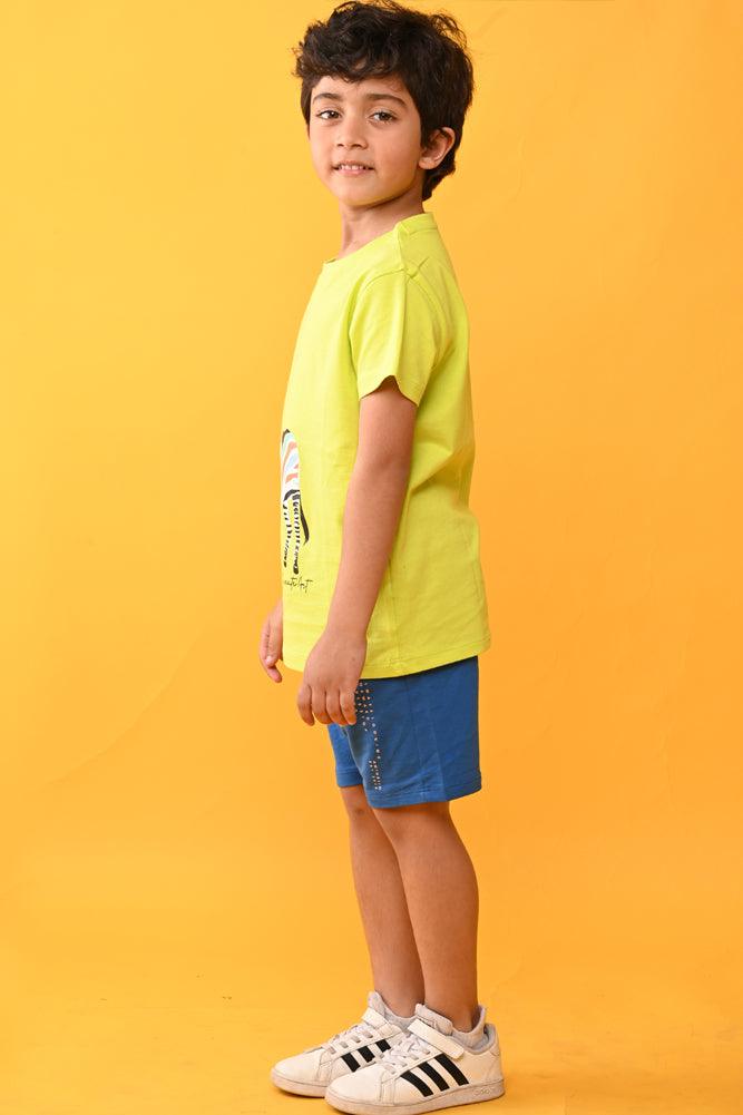 ZEBRA BLUE SUMMER SHORTS SET -LIME/BLUE - Anthrilo India