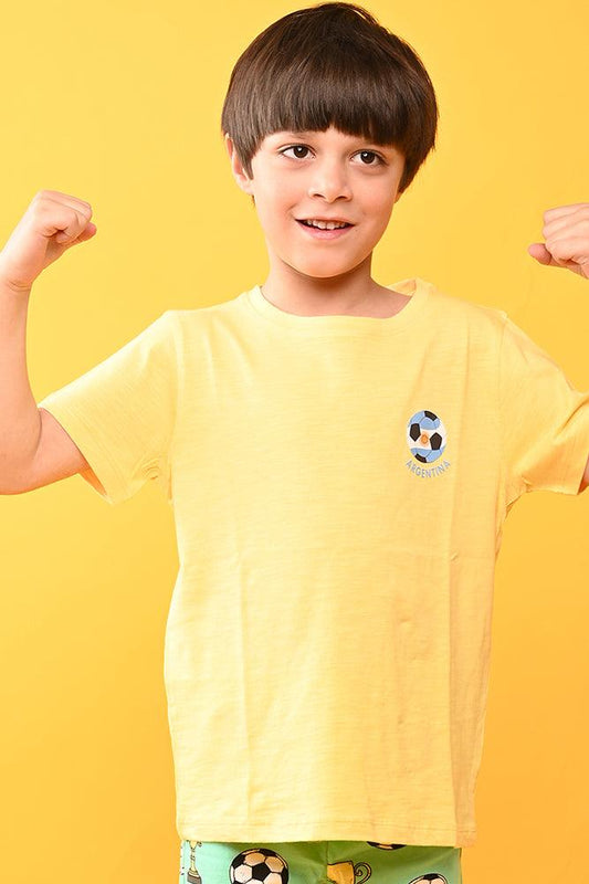 ARGENTINA YELLOW SHORT SLEEVES T-SHIRT - YELLOW - Anthrilo India